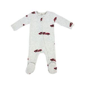 Oh Baby!  Racecars Print Zipper Footie
